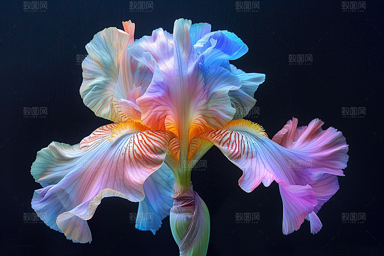 鸢尾花油画风紫色素材