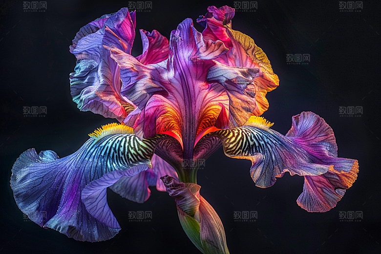 鸢尾花植物油画风素材