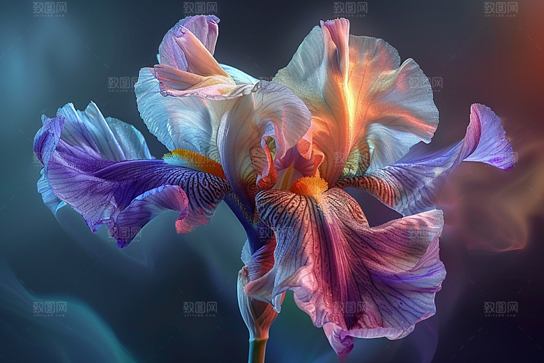 鸢尾花自然油画风素材
