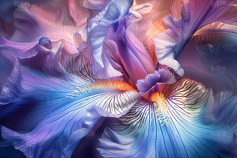 鸢尾花花朵油画风素材