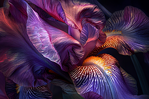 鸢尾花紫色油画风素材