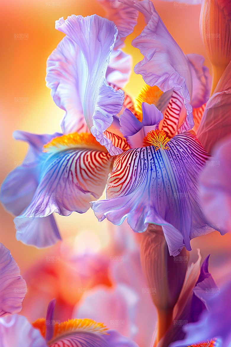 鸢尾花特写油画风素材