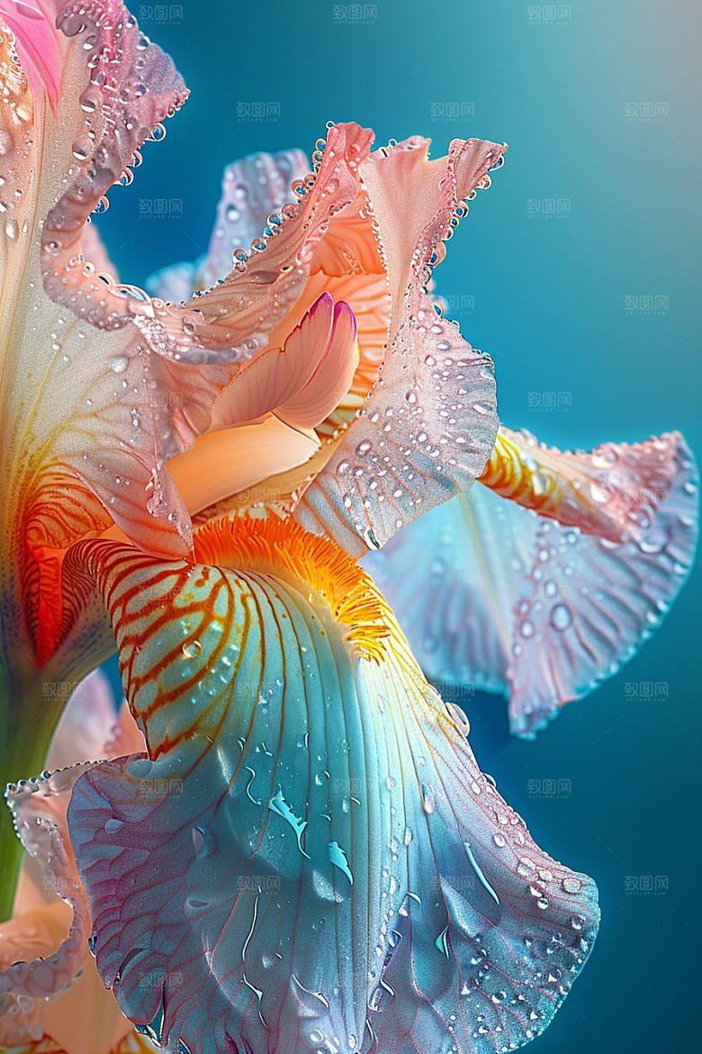 鸢尾花油画风紫色素材