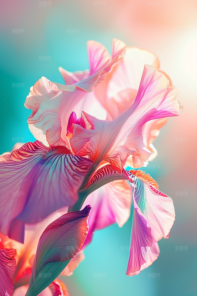 鸢尾花油画风花卉素材