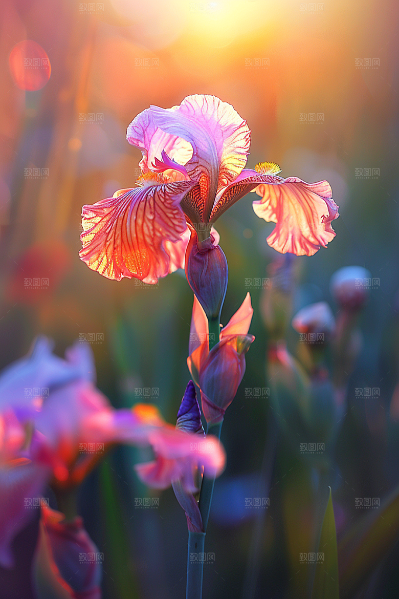 鸢尾花特写油画风素材