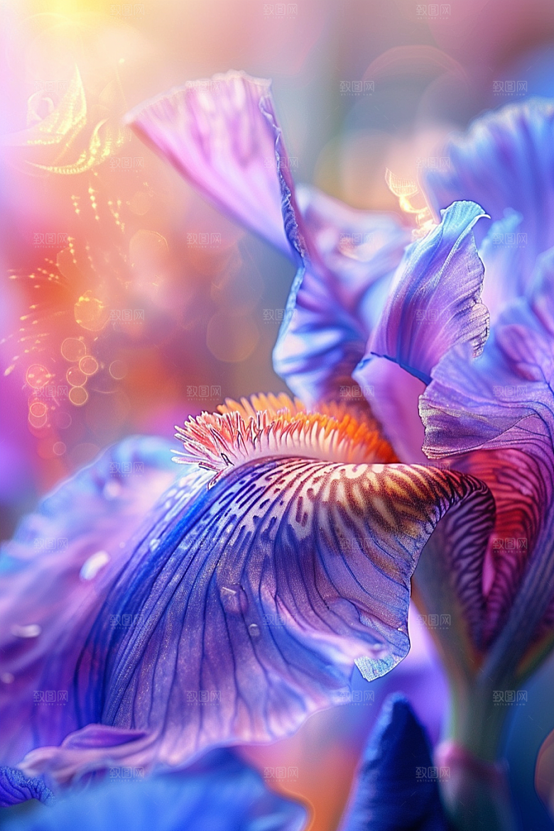 鸢尾花油画风自然素材