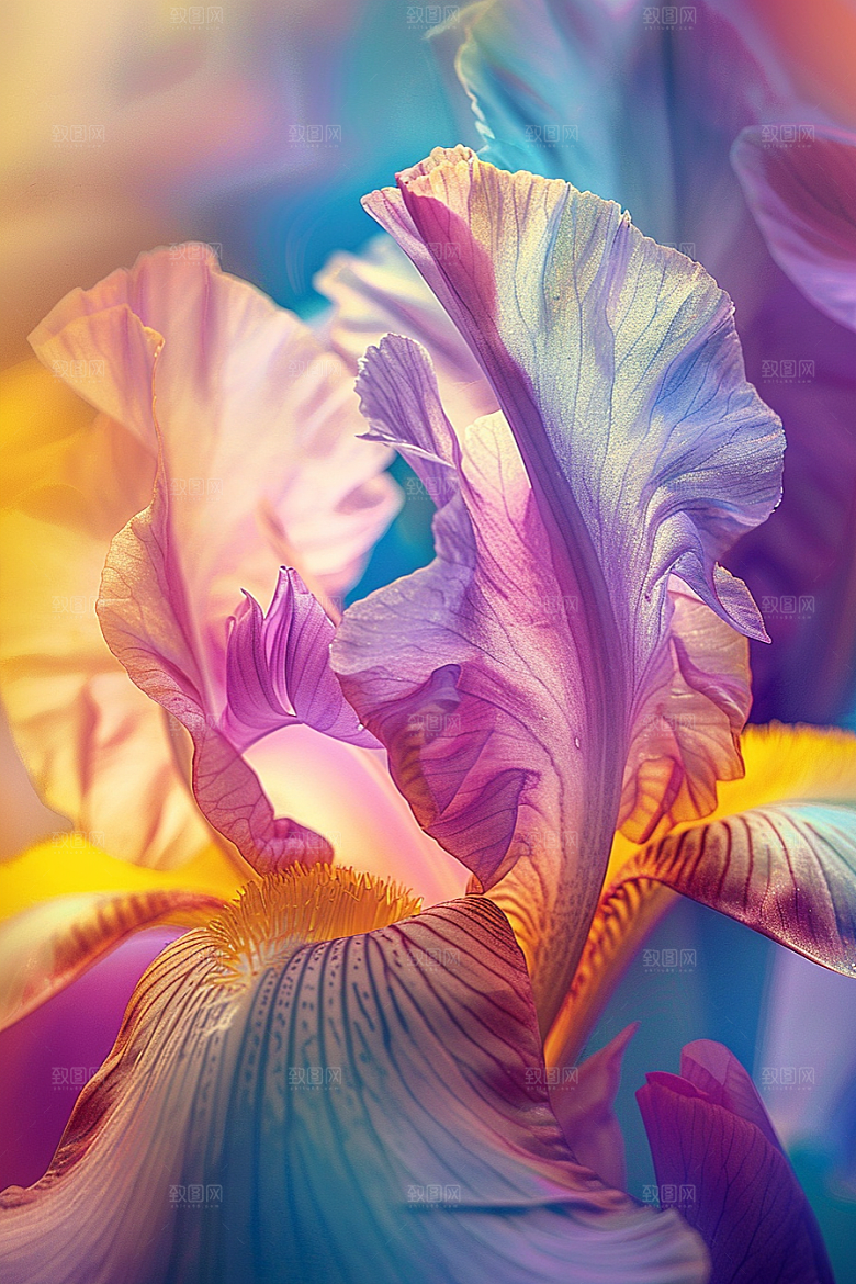 鸢尾花油画风高清素材