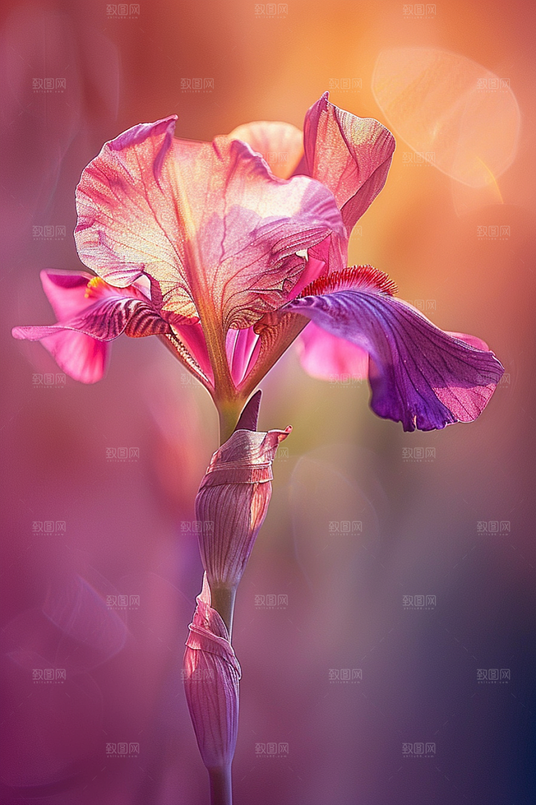 鸢尾花油画风自然素材