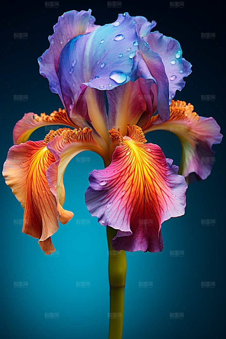 鸢尾花花朵油画风素材