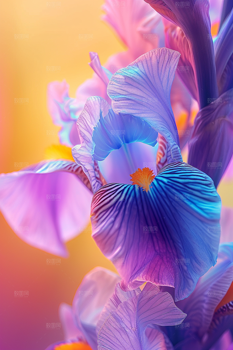 鸢尾花特写油画风素材