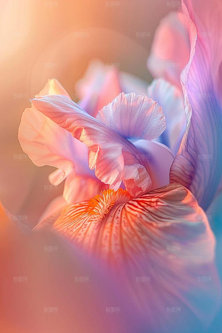 鸢尾花特写油画风素材