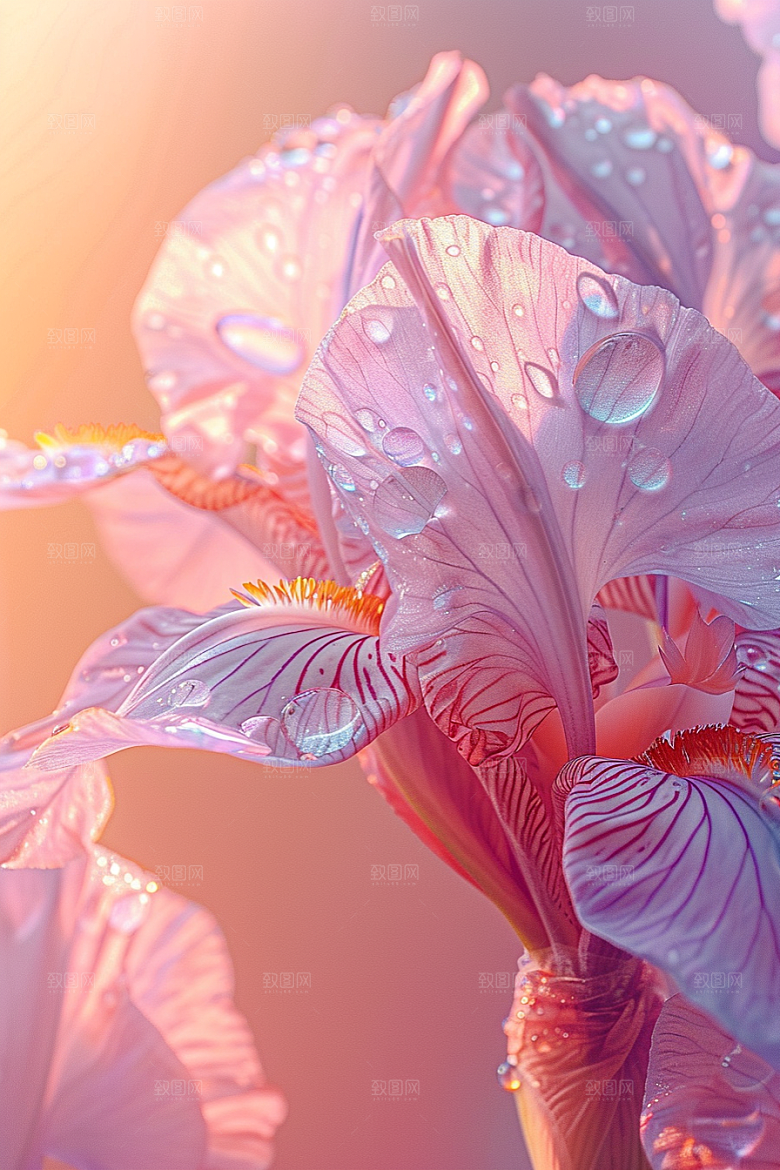 鸢尾花油画风紫色素材
