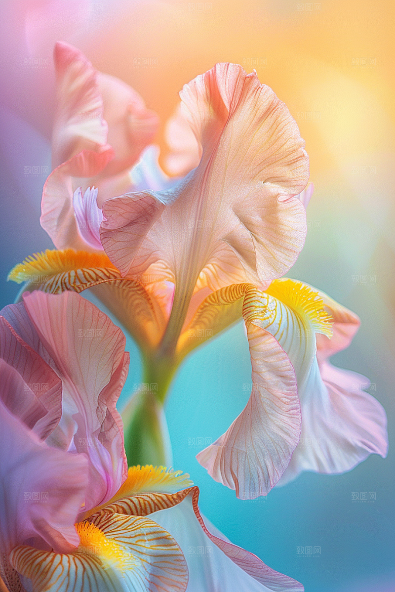 鸢尾花油画风花朵素材