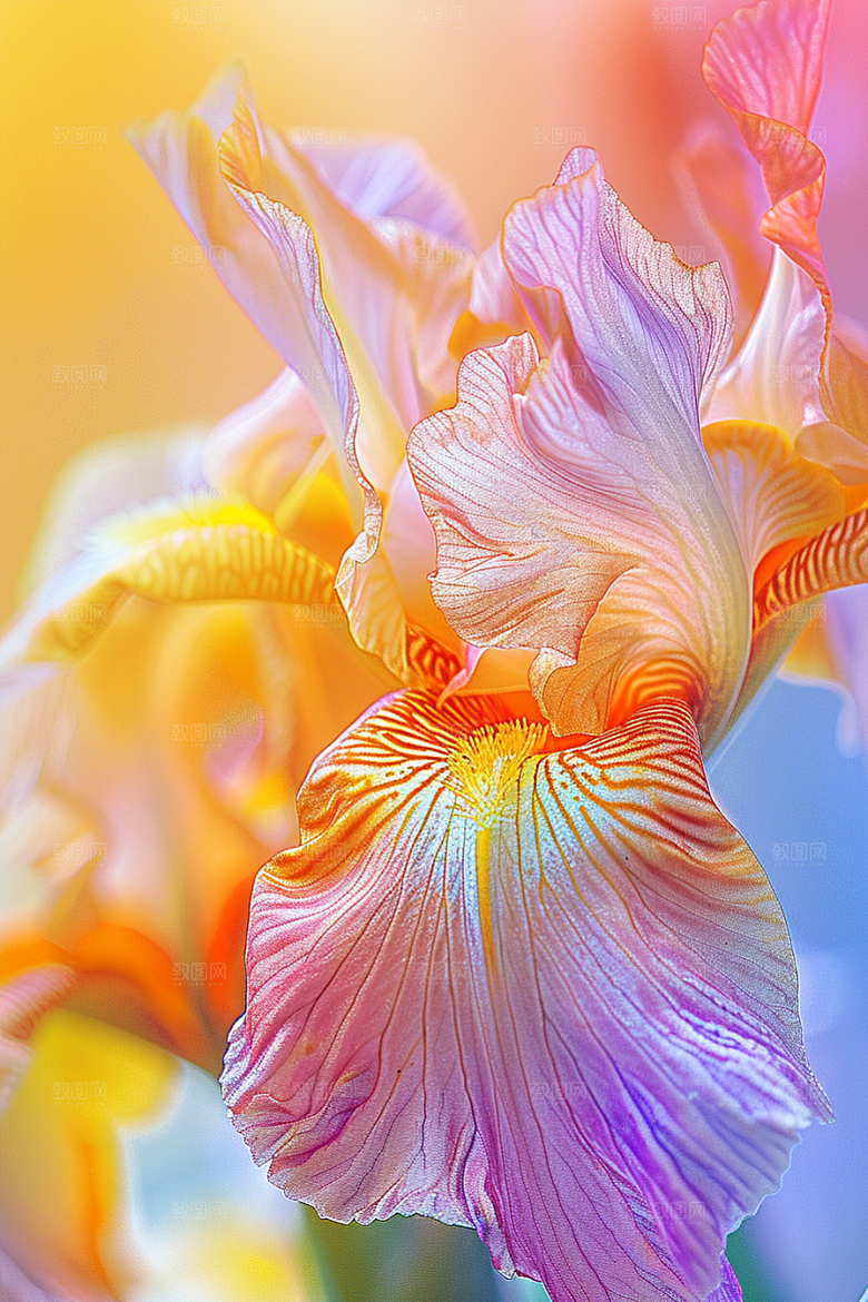 鸢尾花油画风花卉素材