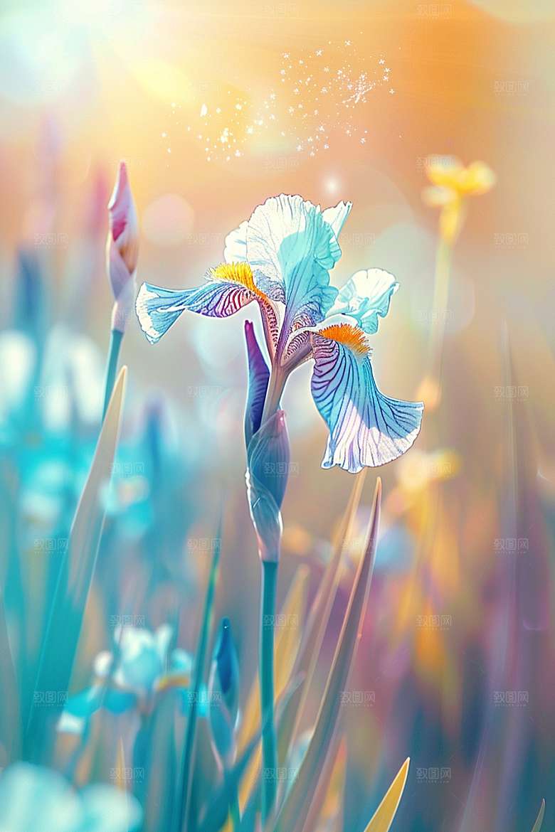 鸢尾花花朵紫色素材
