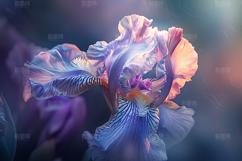 鸢尾花油画风植物素材