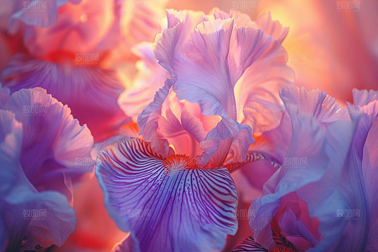 鸢尾花唯美油画风素材