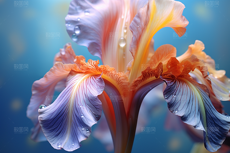 鸢尾花自然油画风素材