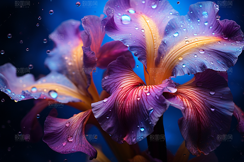 鸢尾花油画风花卉素材