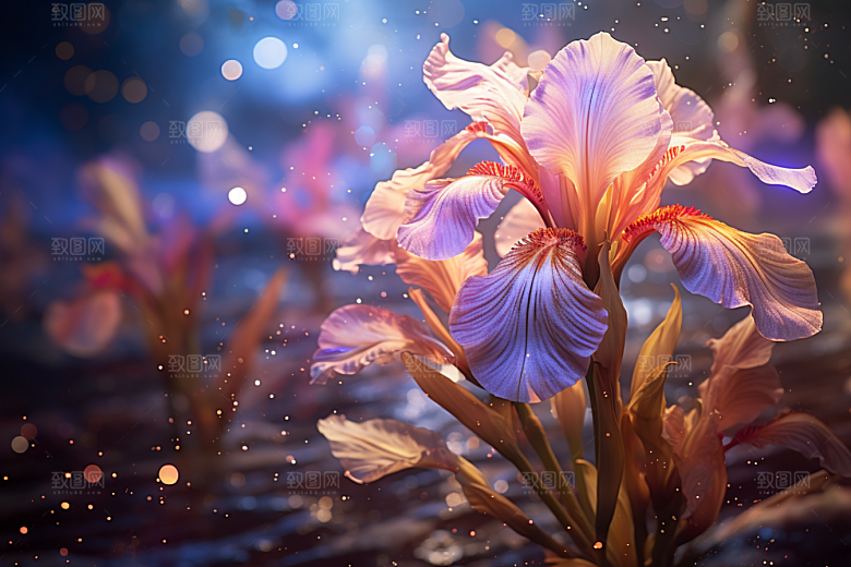 鸢尾花花朵油画风素材