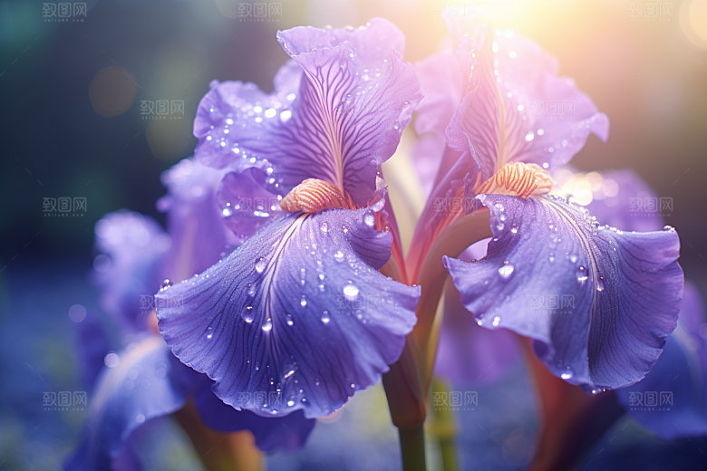 鸢尾花花朵油画风素材