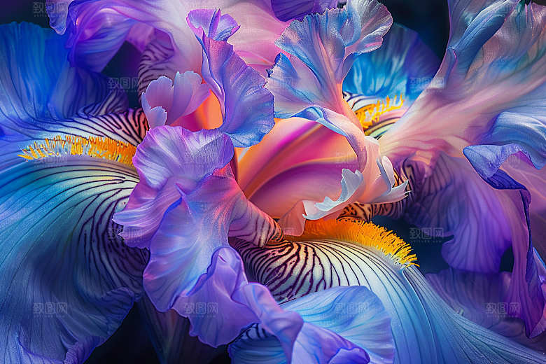 鸢尾花油画风花卉素材