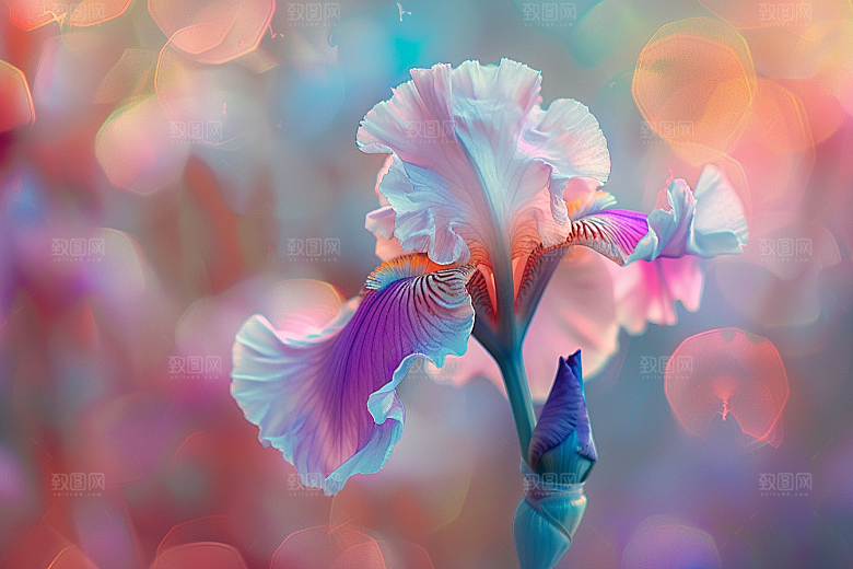 鸢尾花自然油画风素材