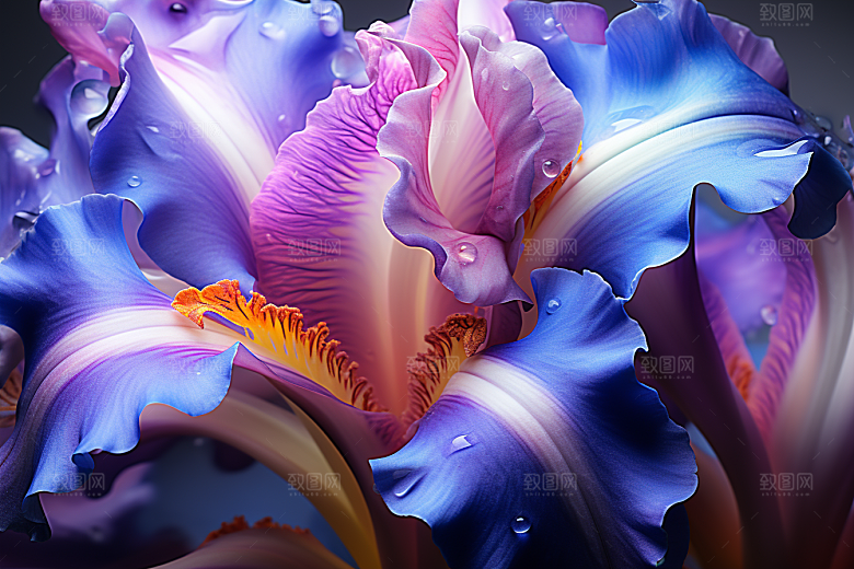 鸢尾花浪漫油画风素材