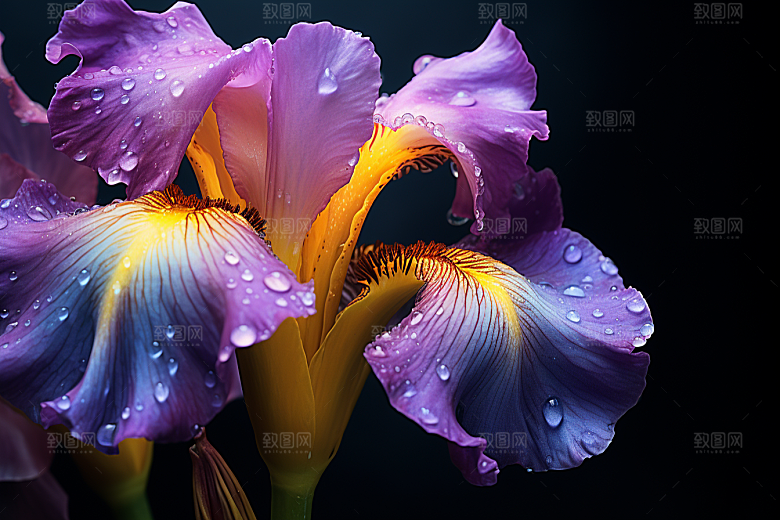 鸢尾花花卉油画风素材