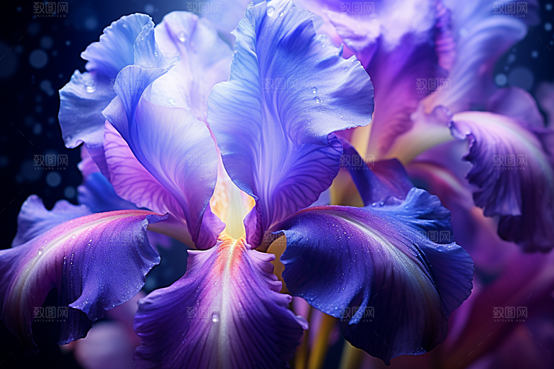鸢尾花油画风花卉素材