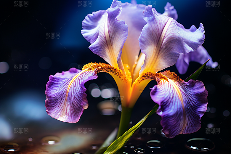 鸢尾花植物油画风素材