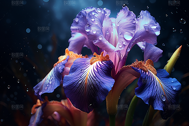 鸢尾花浪漫特写素材