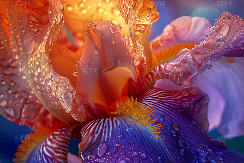 鸢尾花花卉油画风素材
