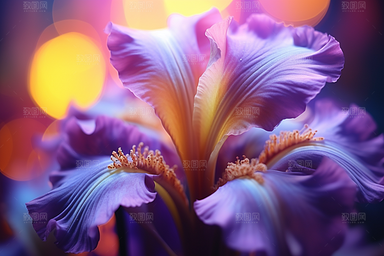 鸢尾花清新油画风素材