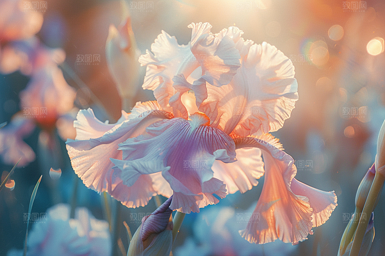 鸢尾花植物油画风素材