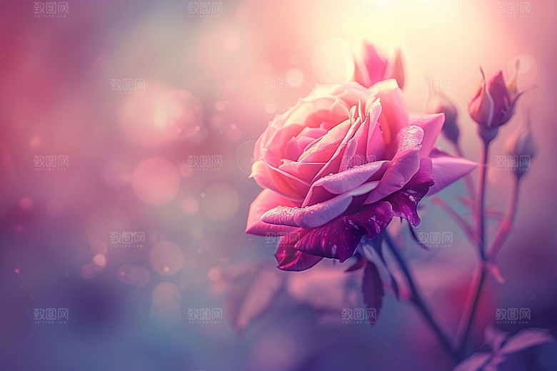 月季花唯美藤月素材