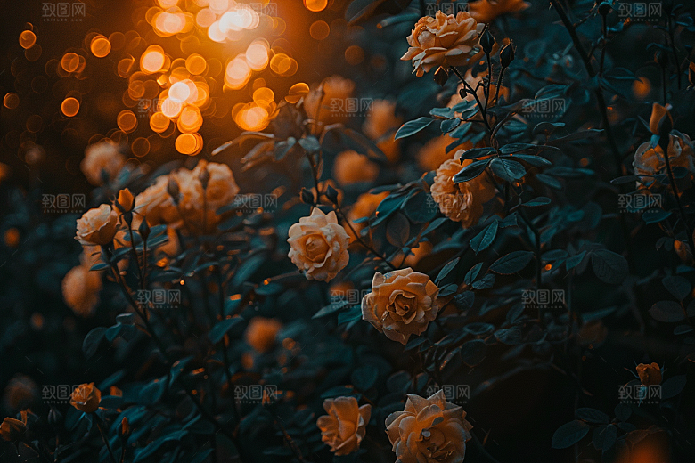 月季花唯美藤月素材