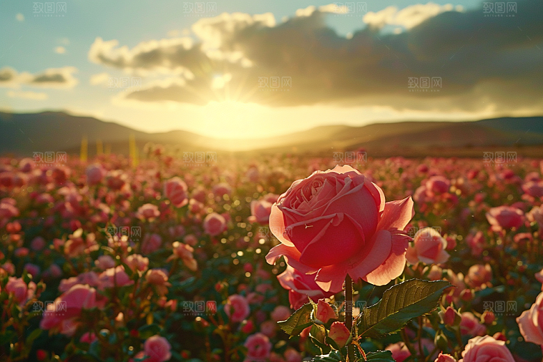 月季花彩色藤月素材