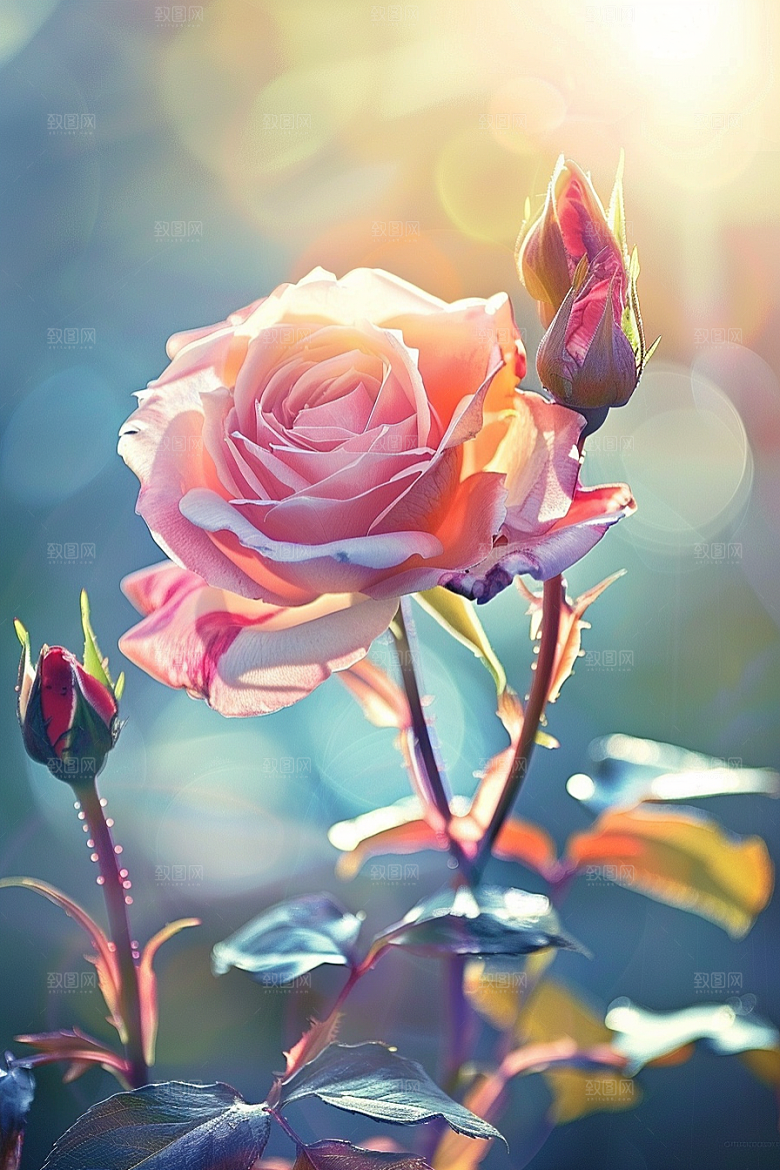 月季花彩色唯美素材