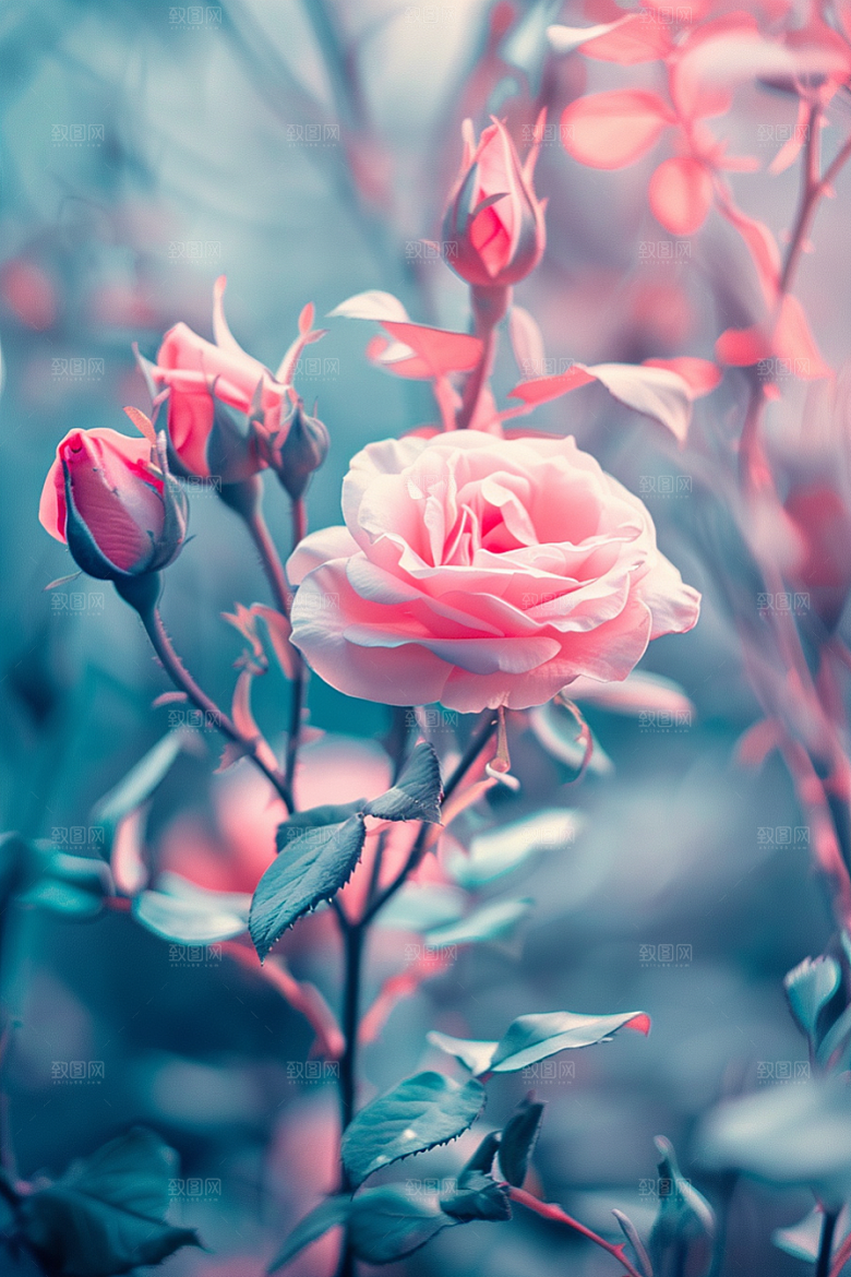月季花花朵彩色素材