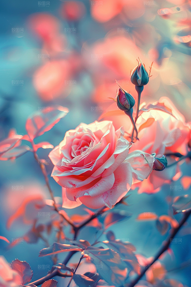 月季花花卉唯美素材