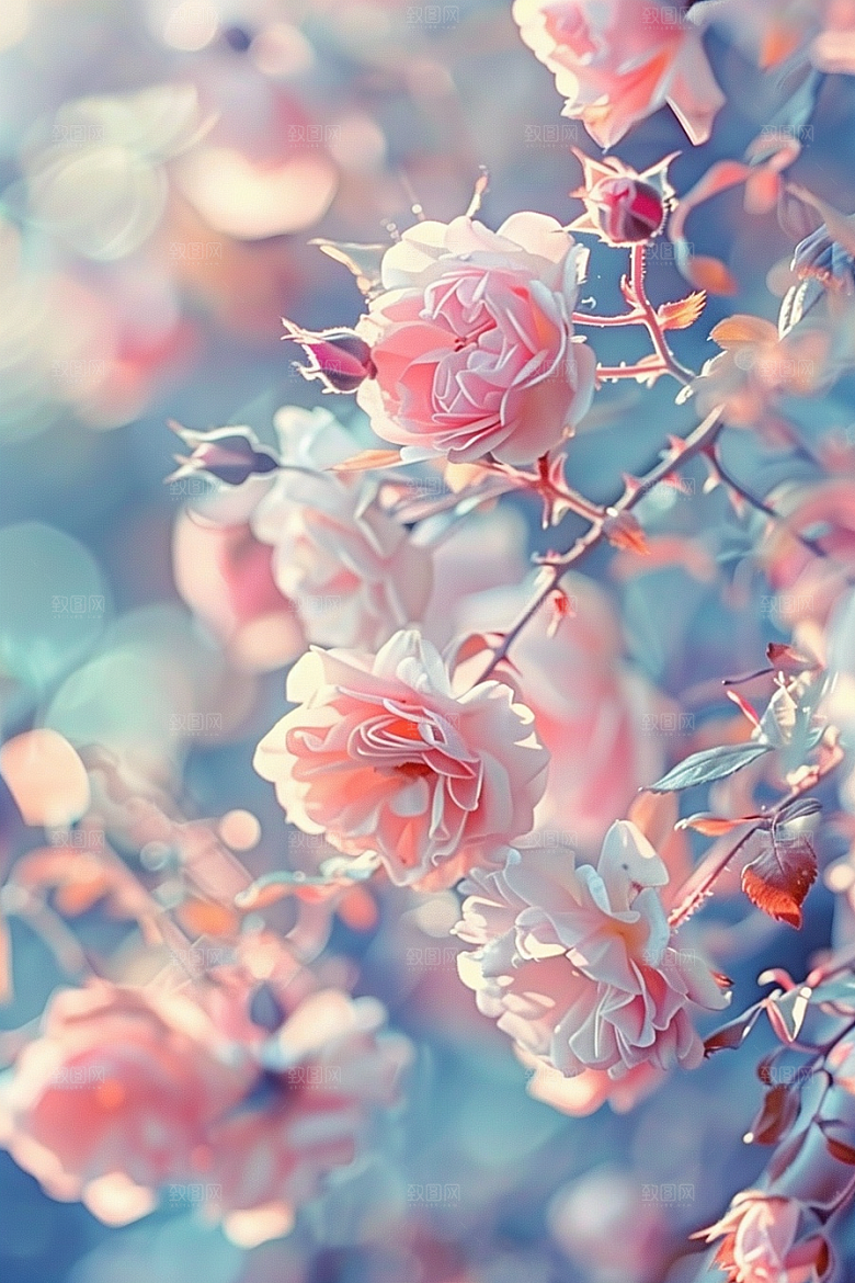 月季花彩色花朵素材