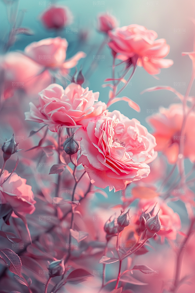 月季花彩色唯美素材