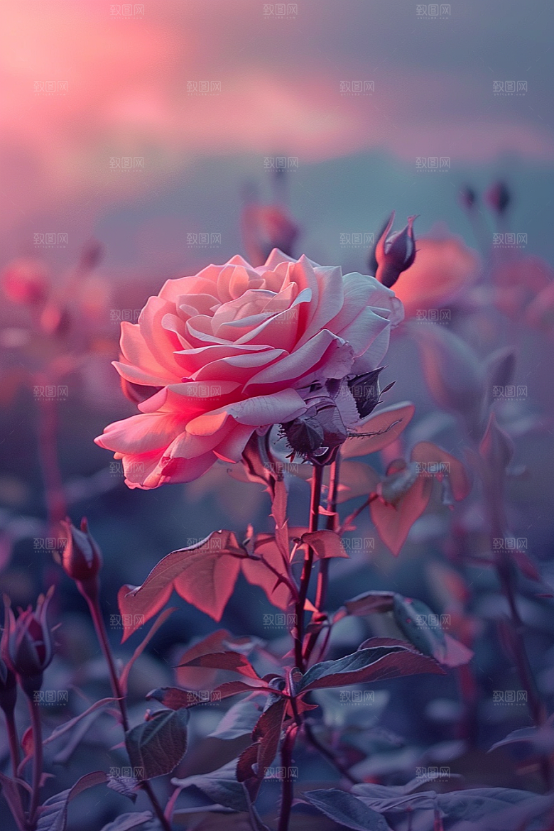 月季花唯美藤月素材