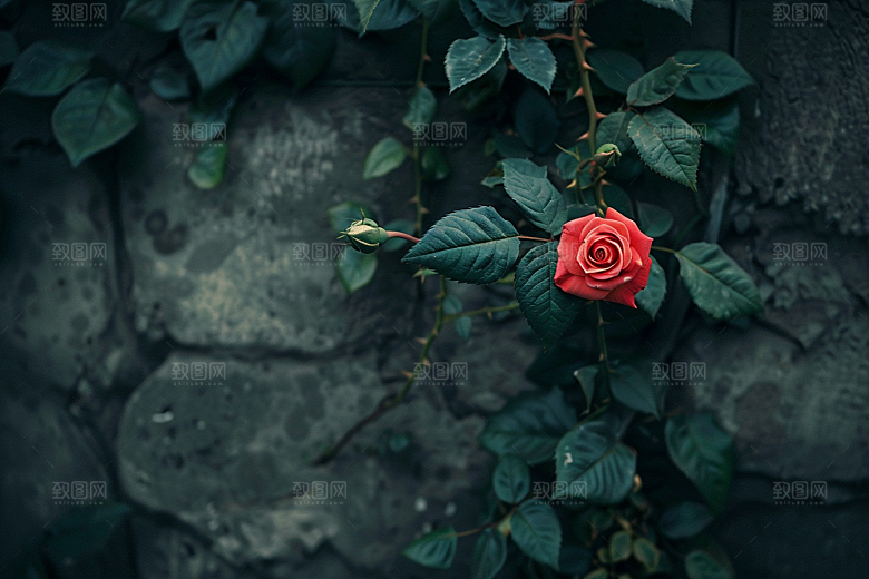 月季花藤月唯美素材