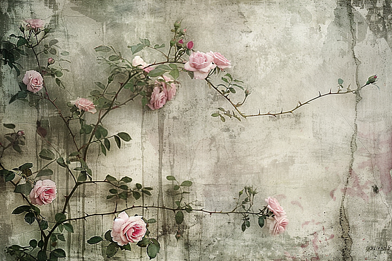 月季花藤月彩色素材