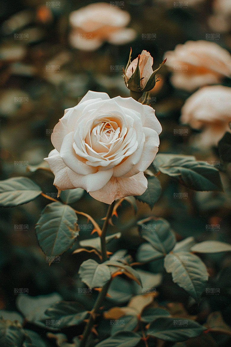 月季花藤月唯美素材