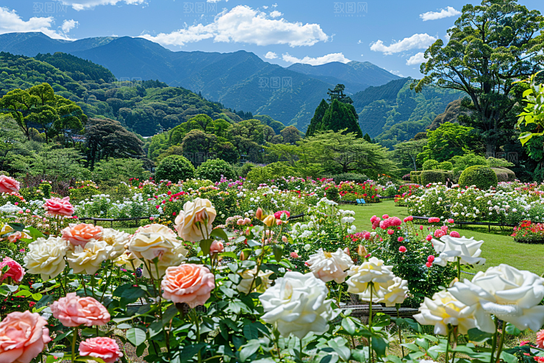 月季花藤月彩色素材