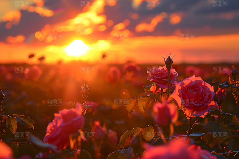 月季花藤月彩色素材
