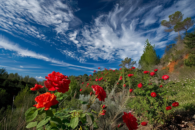 月季花藤月唯美素材